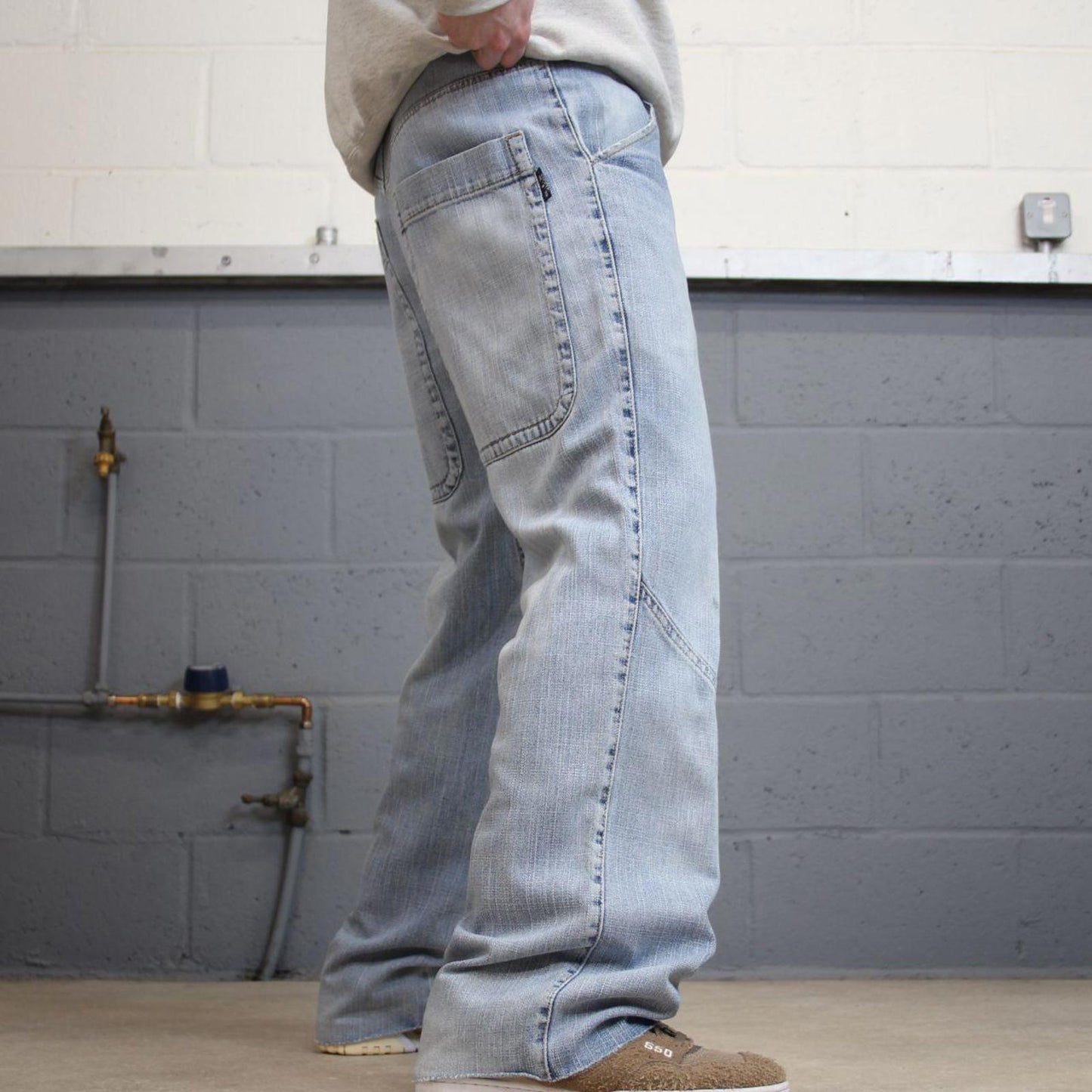 Vintage y2k baggy jeans W34L32 Six Jeans loose wide leg blue denim skater pants deep pocket