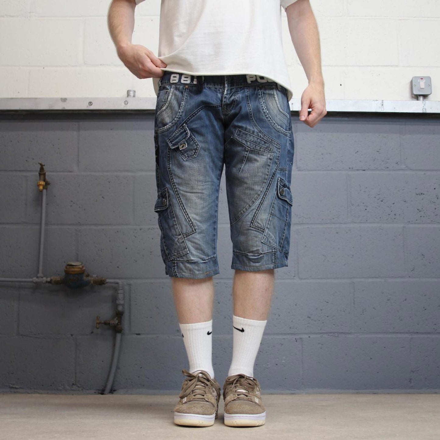 Blue denim Police jorts W32