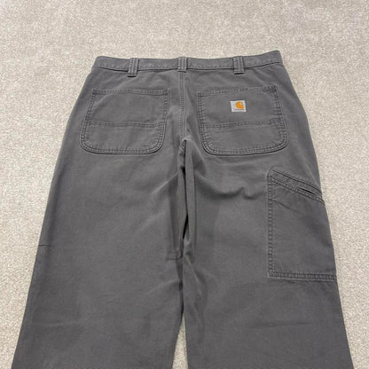 Y2K Carhartt work pants relaxed fit grey Canvasy skater cargo carpenter trousers