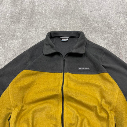 00s Columbia technical fleece XXL men's yellow grey full zip up y2k style autumn