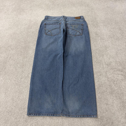 Y2K Enyce baggy jeans W36L33 blue Loose fit skater surf style patch detail embroidered jeans