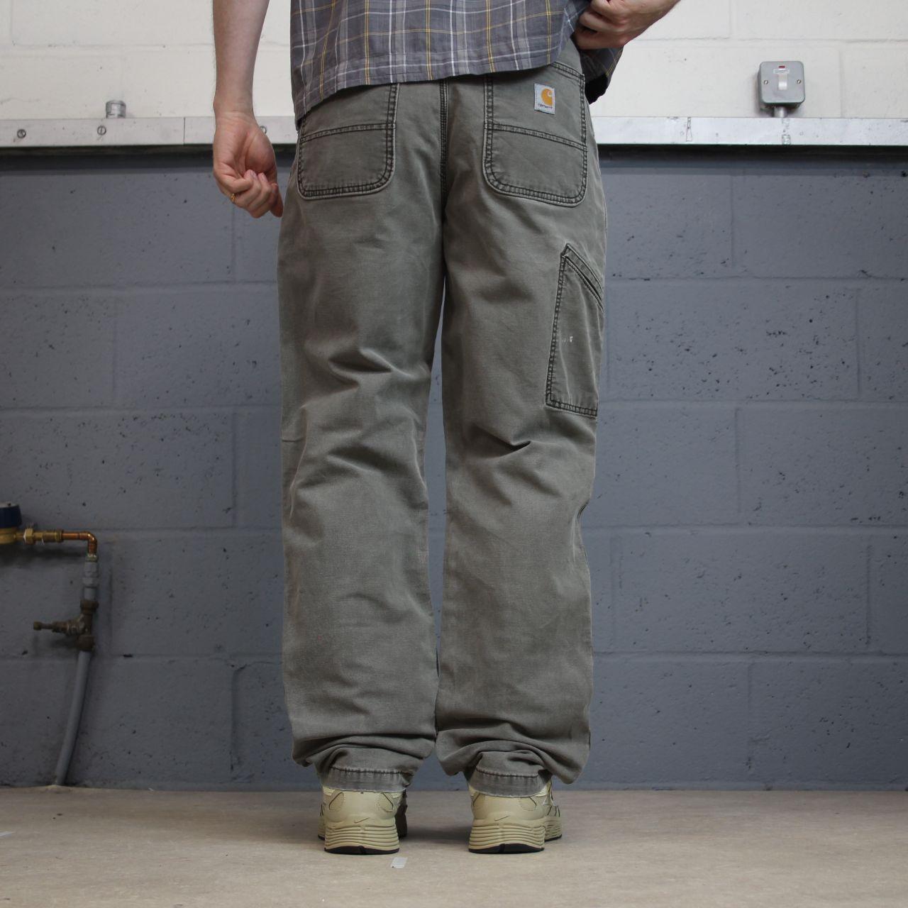 Carhartt carpenter pants relaxed y2k grey khaki Straight leg skater style workwear pants