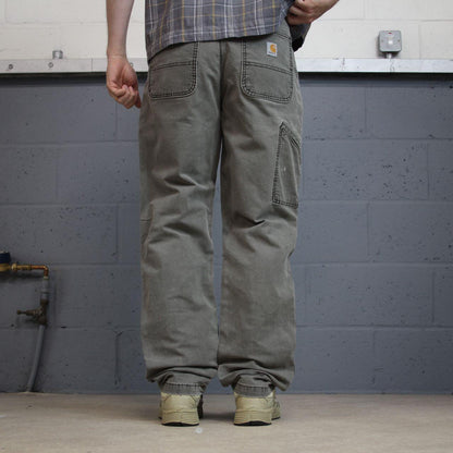 Carhartt carpenter pants relaxed y2k grey khaki Straight leg skater style workwear pants