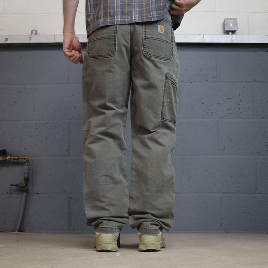 Carhartt carpenter pants relaxed y2k grey khaki Straight leg skater style workwear pants