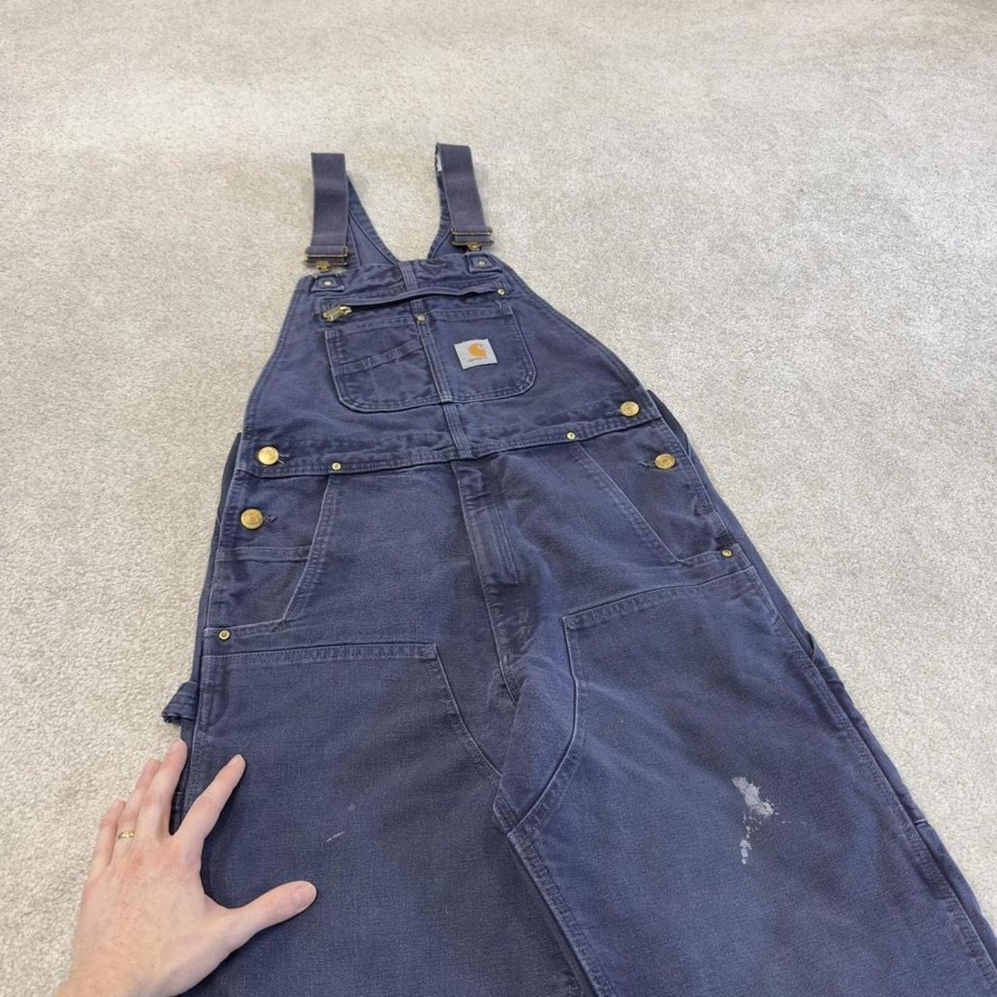 Vintage Carhartt dungarees navy overalls Bib & brace utility workwear farmer