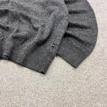 00s Nautica knit sweater jumper embroidered L men's grey knitted pull over y2k 90s style