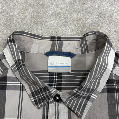 Columbia checkered short sleeve shirt grey Festival style button down summer shirt