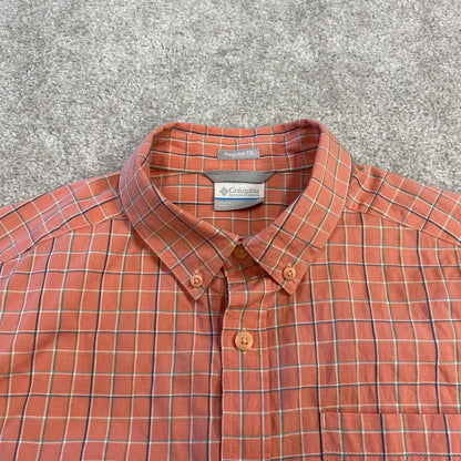 Columbia checkered short sleeve shirt y2k pink Festival style check button down summer shirt