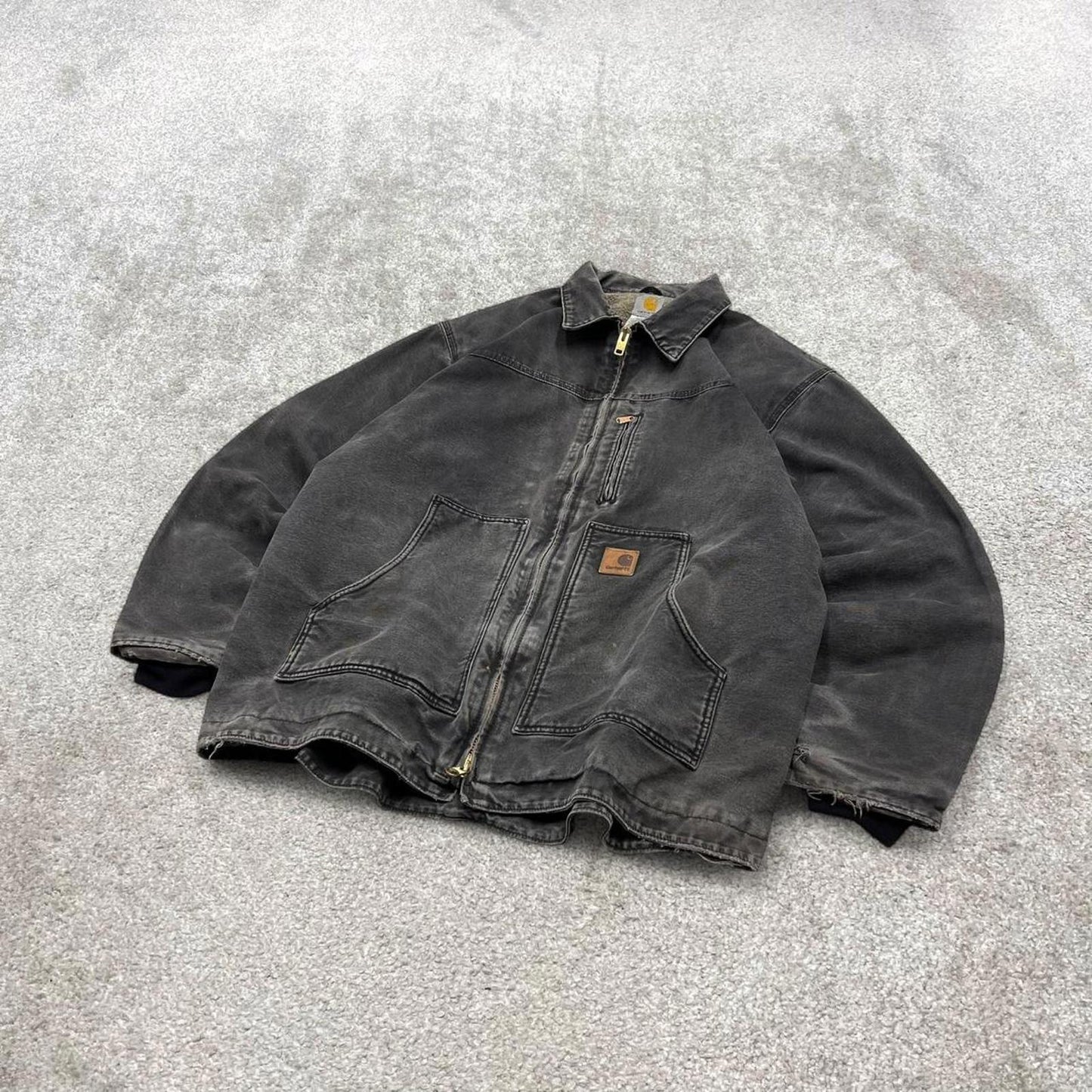 Black Carhartt Ridge jacket winter 90s style 2XLT loose sherpa lined canvas workwear overcoat canvas