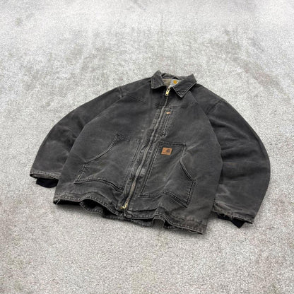 Black Carhartt Ridge jacket winter 90s style 2XLT loose sherpa lined canvas workwear overcoat canvas