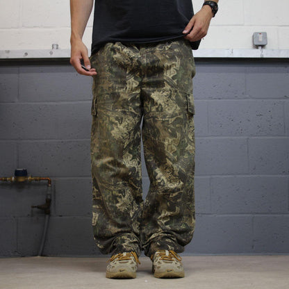 Vintage camo cargo pants khaki Loose floaty camouflage Y2K hunting trousers
