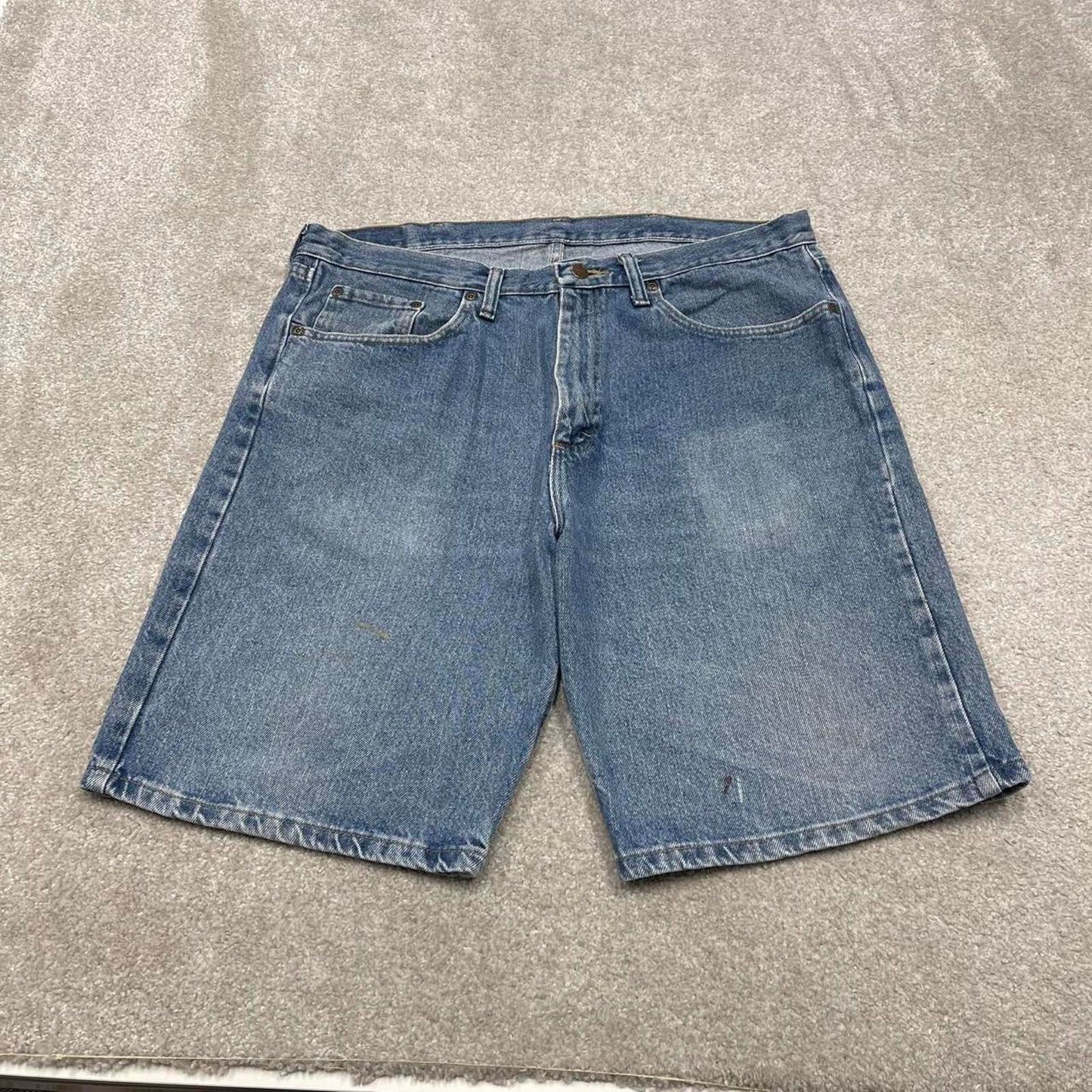 Y2k baggy Wrangler shorts skater style blue Loose wide leg denim summer festival jorts