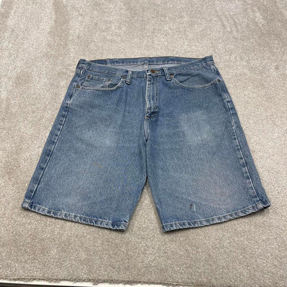 Y2k baggy Wrangler shorts skater style blue Loose wide leg denim summer festival jorts