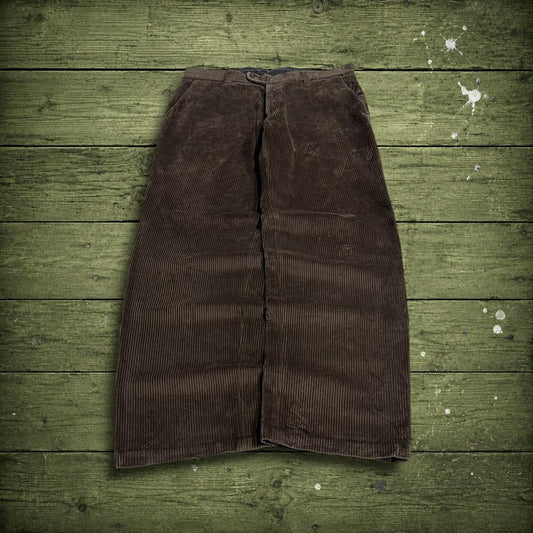 Vintage corduroy pants loose brown W34L30 Saint Hilaire wide wale chunky jumbo cord trousers