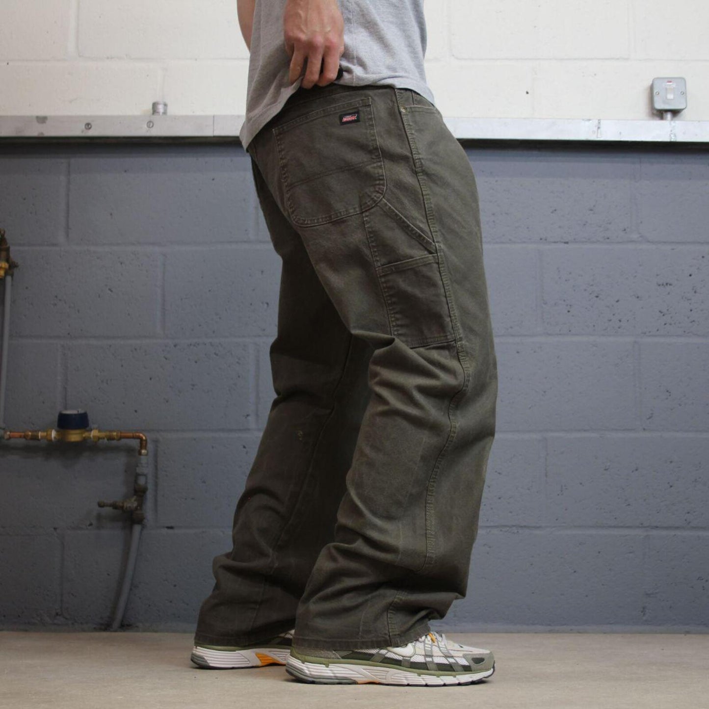 Dickies carpenter jeans loose leg green Loose canvas skate style cargo work pants