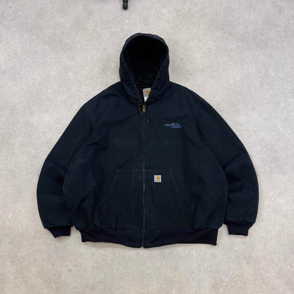 Black Carhartt hooded active jacket 3XL authentic skate style canvas active