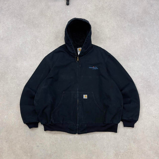 Black Carhartt hooded active jacket 3XL authentic skate style canvas active