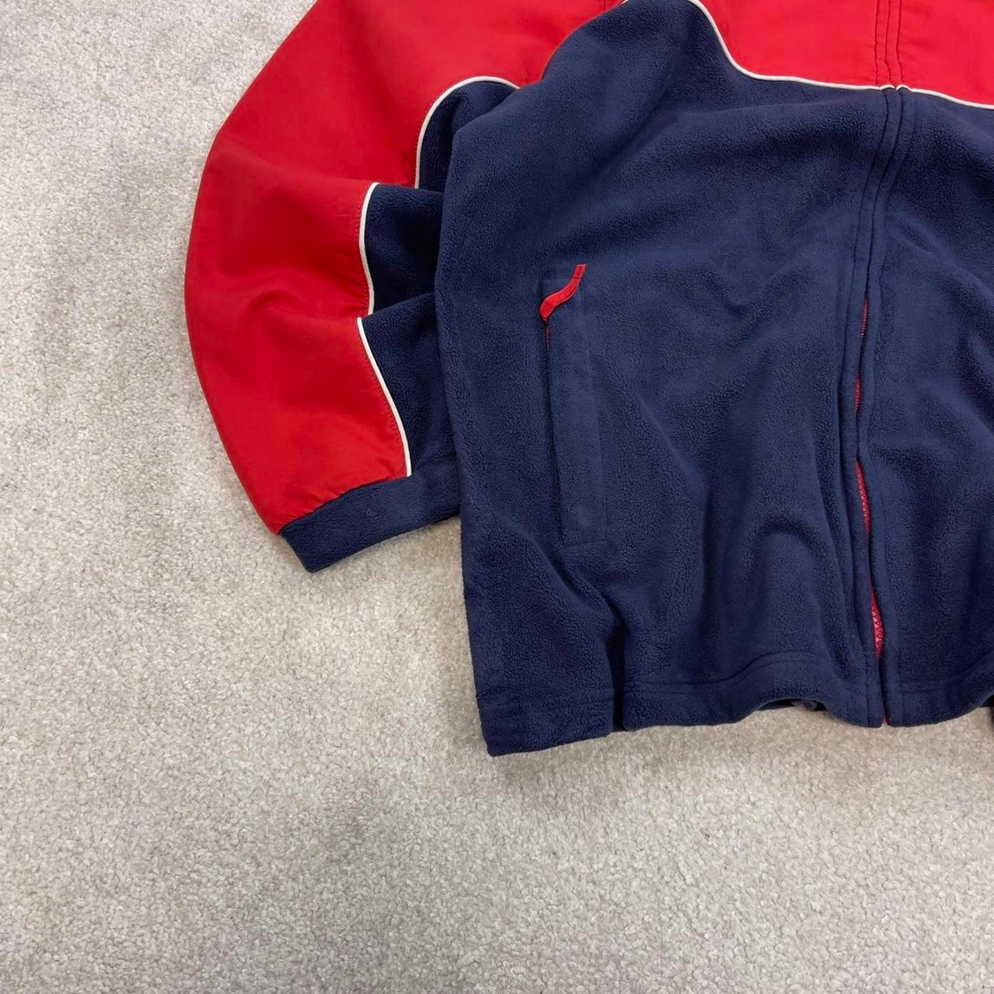 Y2K Red and Navy NFL technical full zip fleece M y2k style autumn new england patriots embroidery
