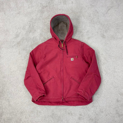 Vintage Carhartt Sierra jacket Large 12/14 dusty pink sherpa lined hooded authentic active