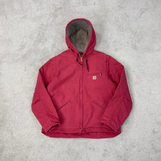 Vintage Carhartt Sierra jacket Large 12/14 dusty pink sherpa lined hooded authentic active