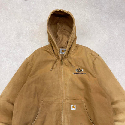 Carhartt hooded active jacket XL thick canvas 90s style skater worker jacket