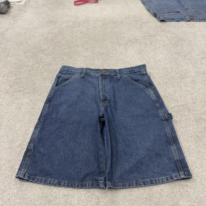 Denim cargo shorts carpenter blue Old Mill skater style summer festival cargo jorts