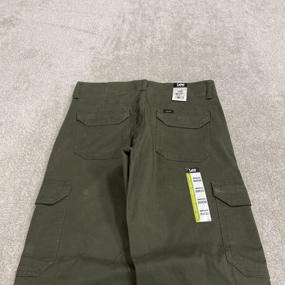 Y2K Lee cargo work pants green straight leg Regular straight fit chino hiking style trousers