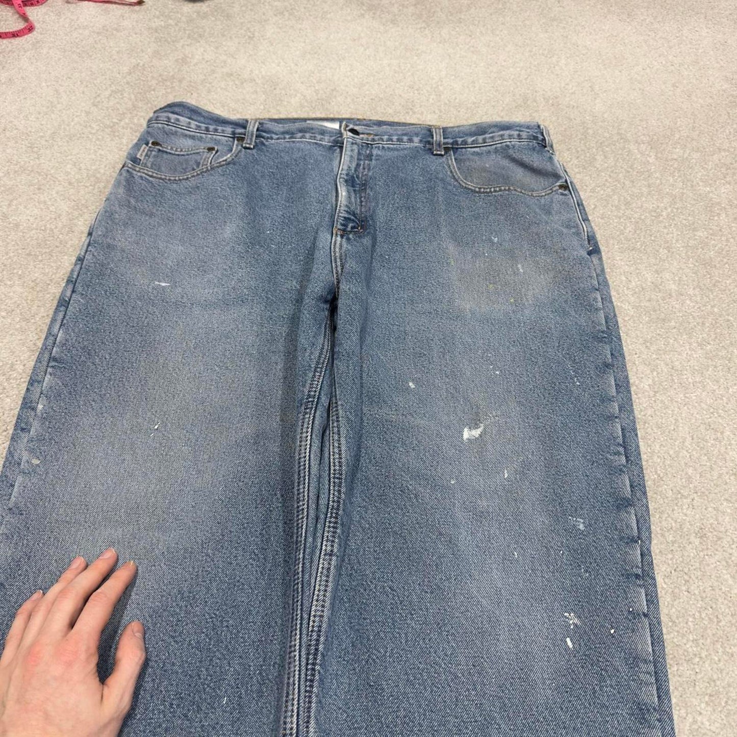 Y2K baggy Carhartt denim jeans blue Loose fleece lined skate style workwear pants