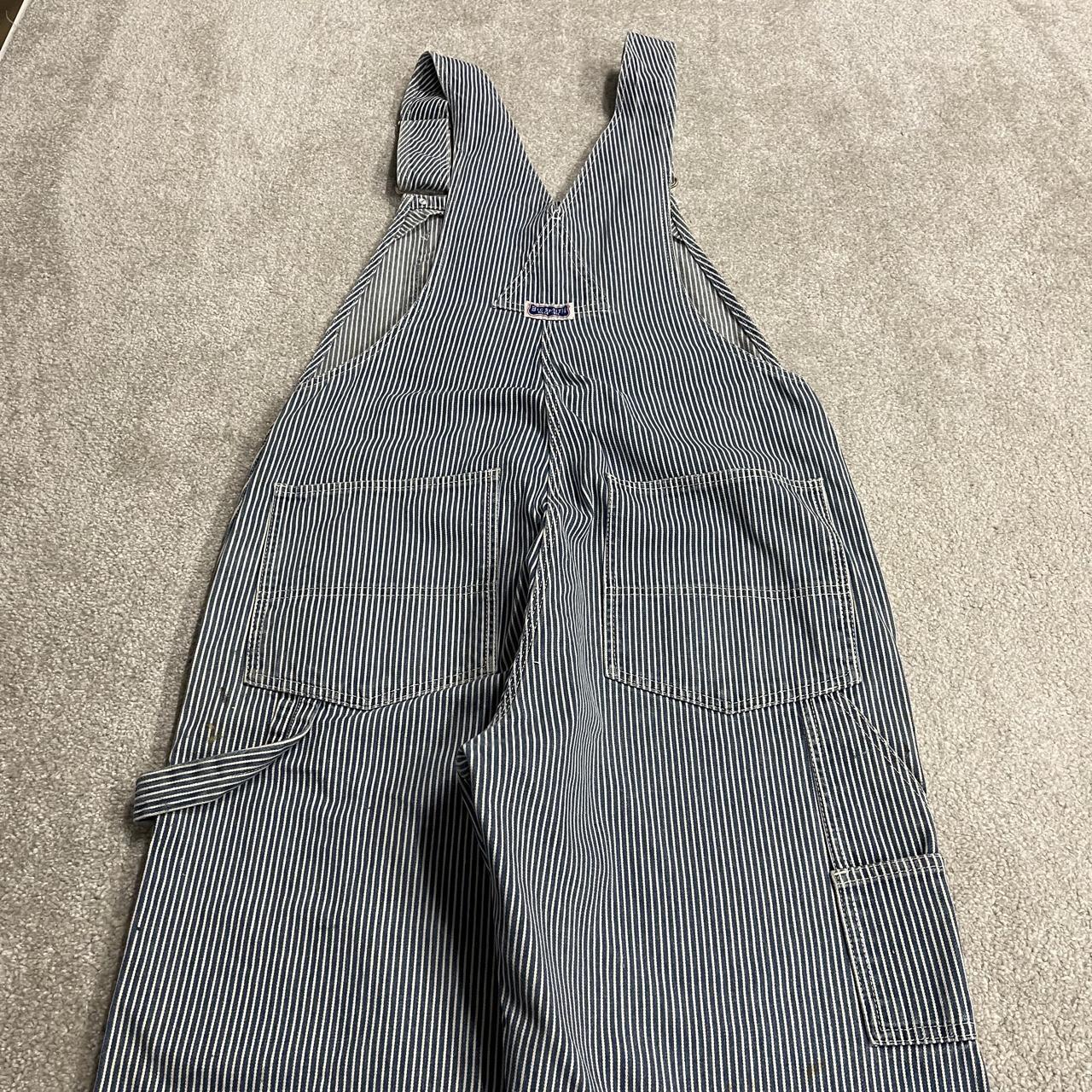Vintage striped dungarees blue white denim overalls y2k Big Smith workwear bib & brace utility