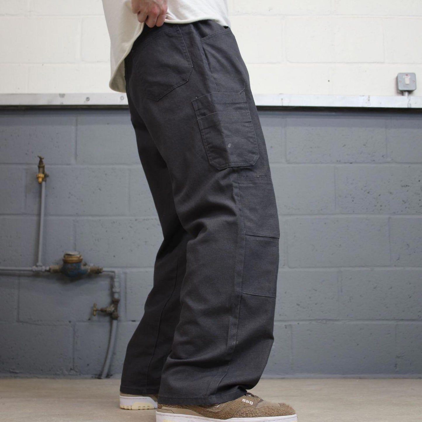 Baggy cargo pants skater workwear W38L30 grey Red Kap loose y2k style double knee carpenter trousers