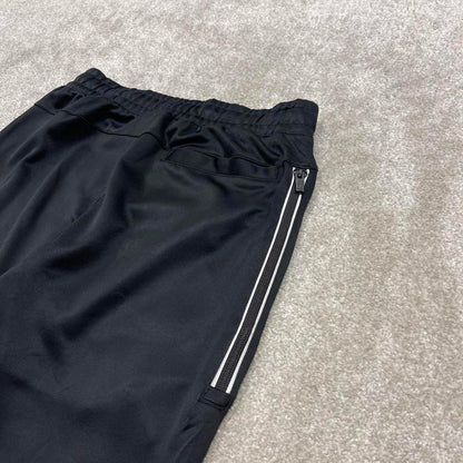 Black Nike tracksuit bottoms Medium y2k style sportswear track pants cuffed embroidered