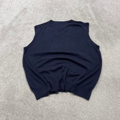 90s CHAPS knit sweater vest L men's navy knitted V neck pull over y2k 00s style