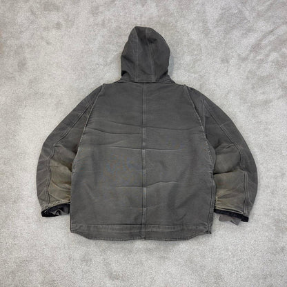 Grey Carhartt hooded Bartlett jacket 2XL technical canvas 90s style skater bomber