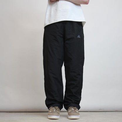 Black Adidas Trackies L y2k loose floaty leg fleece lined joggers