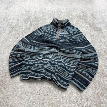 Patterned Columbia technical fleece Medium y2k style snap T autumn popper pull over