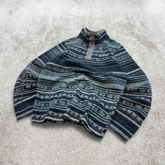 Patterned Columbia technical fleece Medium y2k style snap T autumn popper pull over