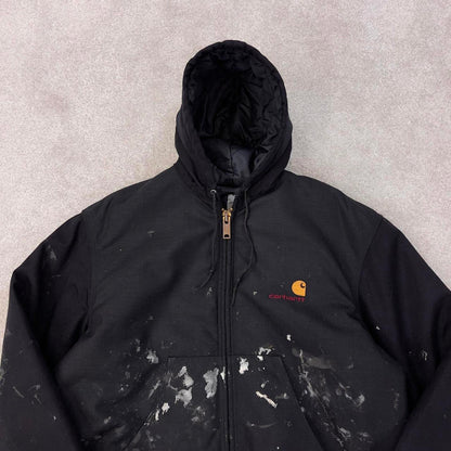 Vintage Black Carhartt active jacket Medium quilt lined hooded skater style jacket