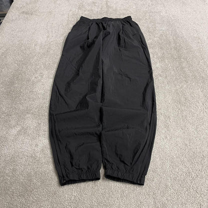 Y2K Nike pleated tracksuit bottoms black Medium drawstring swoosh logo track pants