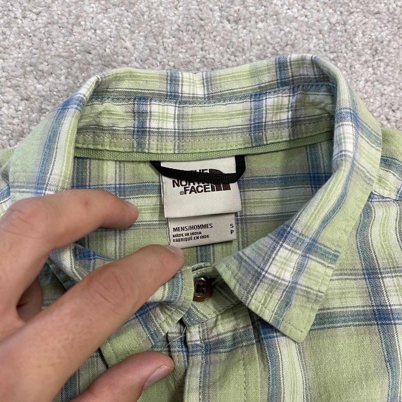 North face checkered short sleeve shirt y2k green TNF surf style check shirt summer festival