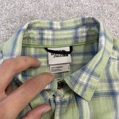 North face checkered short sleeve shirt y2k green TNF surf style check shirt summer festival