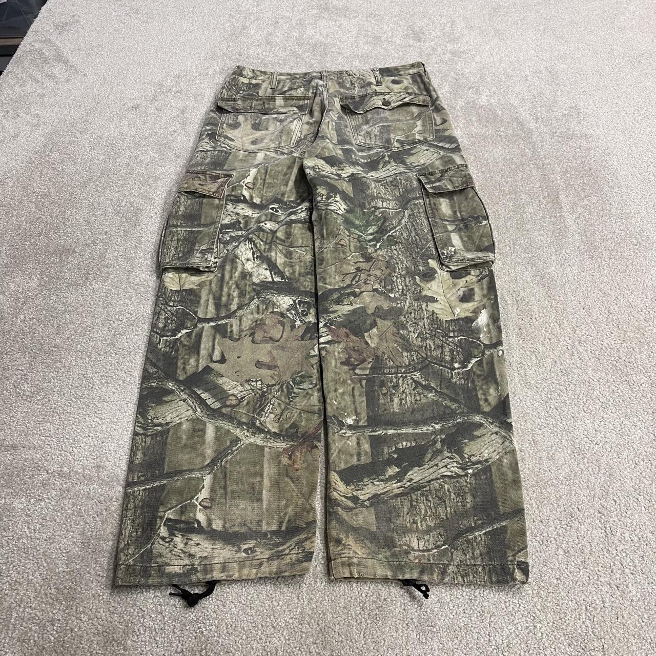 Mossy Oak baggy camo cargo pants Y2K W32L32 khaki Wide leg camouflage loose hunting utility trousers