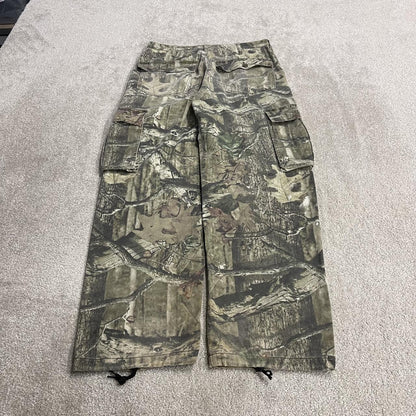 Mossy Oak baggy camo cargo pants Y2K W32L32 khaki Wide leg camouflage loose hunting utility trousers