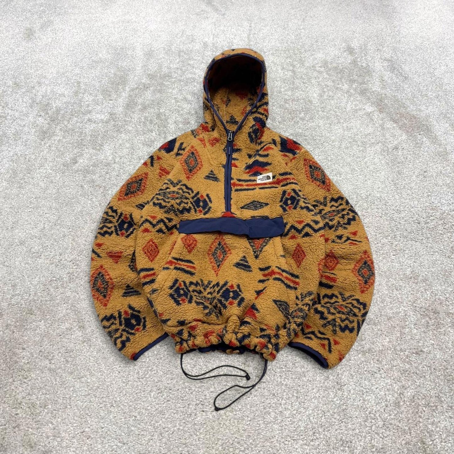 North Face technical aztec fleece S men’s brown pattern deep pile teddy bear zip up TNF Autumn y2k