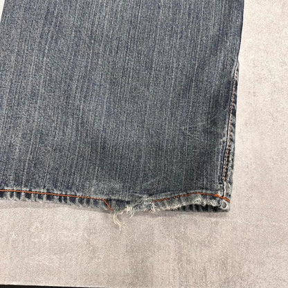 Blue X2 denim jeans W34L30 loose denim y2k skater jeans stitch design