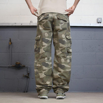Baggy camo Iron Co. cargo pants W36L34 Khaki camouflage loose y2k style carpenter trousers
