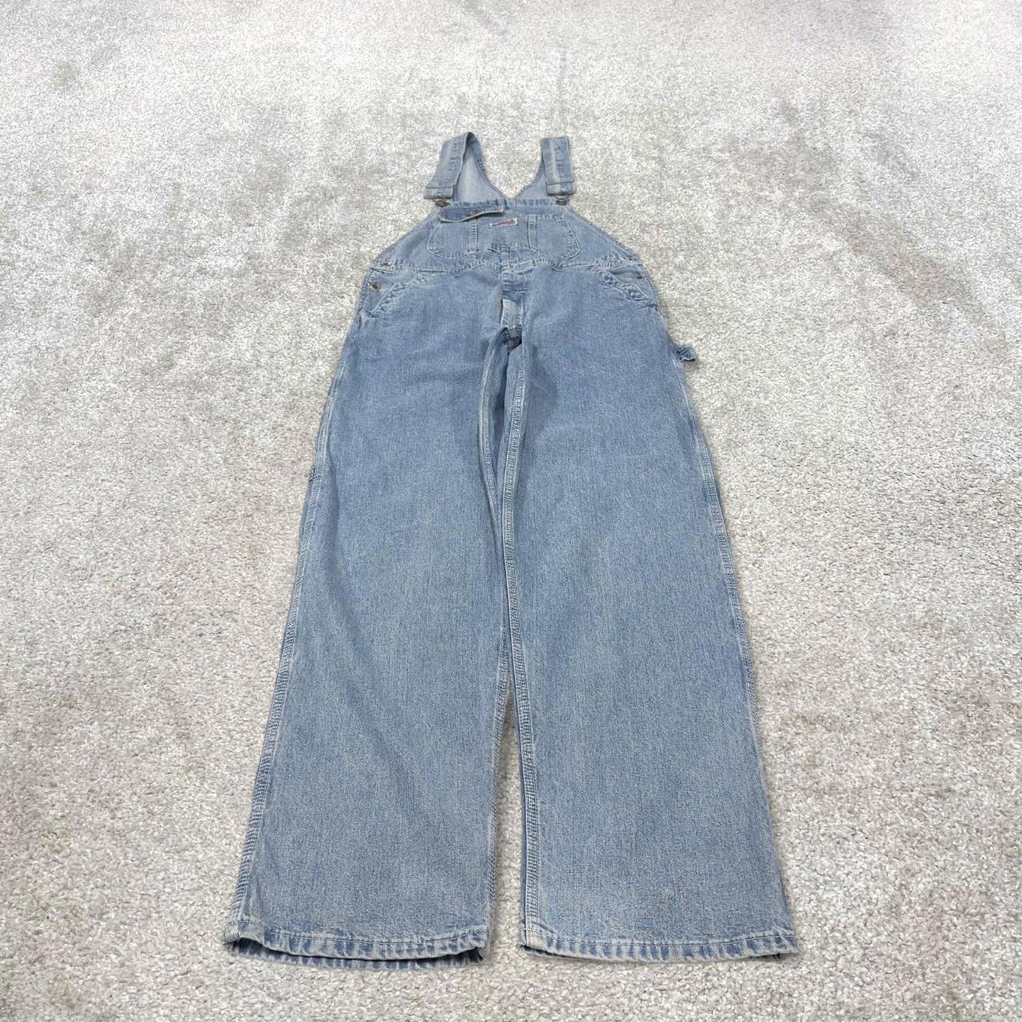 Vintage y2k baggy denim Dungarees loose leg blue Ikeda workwear bib & brace overalls utility