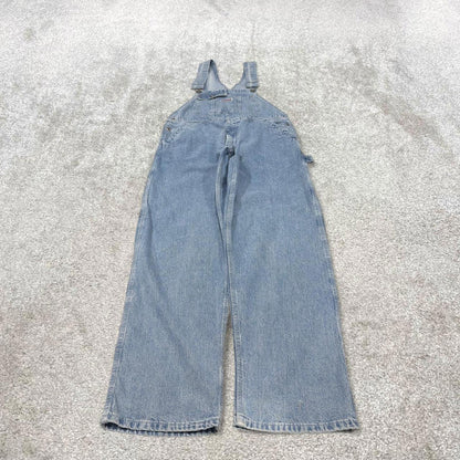 Vintage y2k baggy denim Dungarees loose leg blue Ikeda workwear bib & brace overalls utility