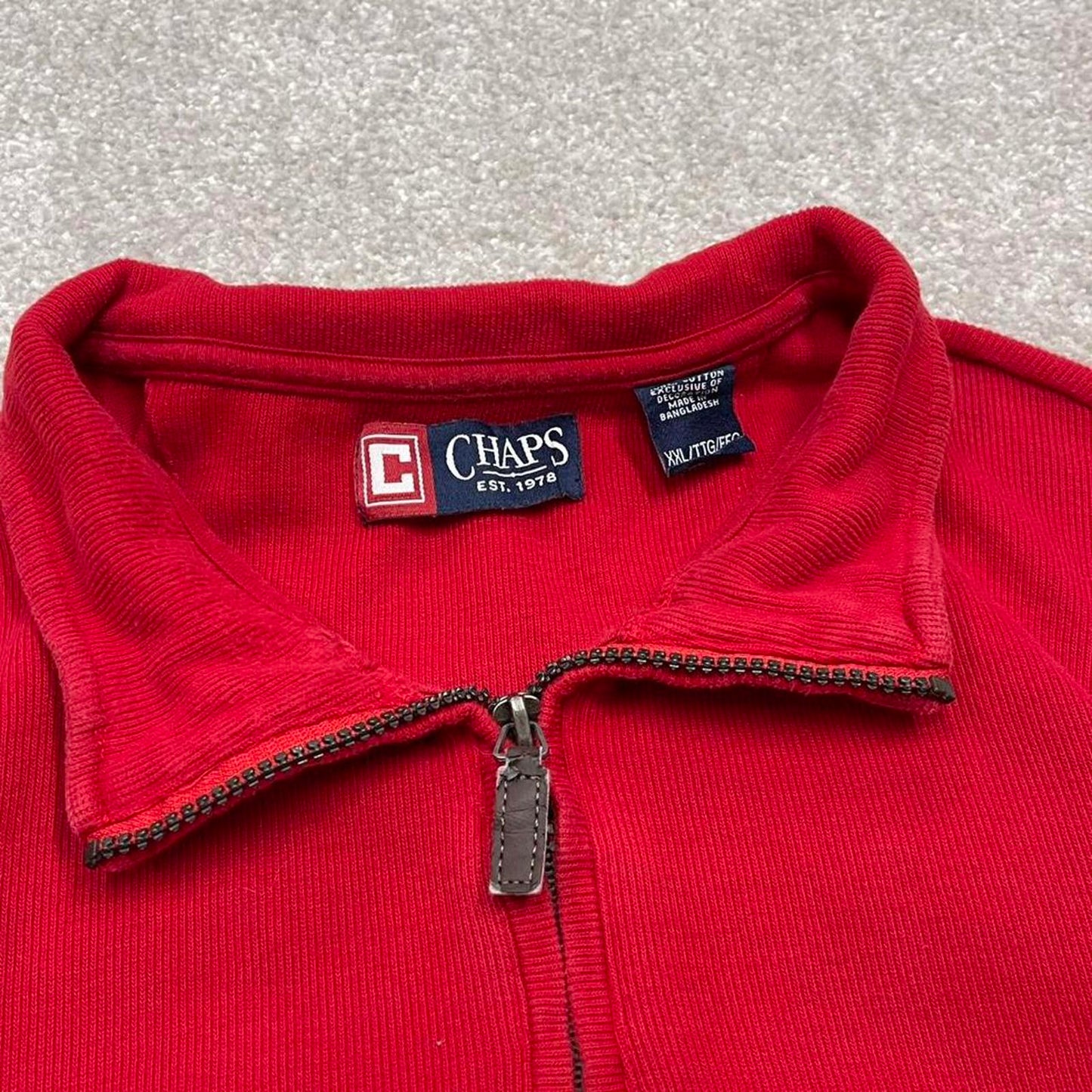 CHAPS knit quarter zip sweater jumper pull over XXL men's red knitted y2k 00s style