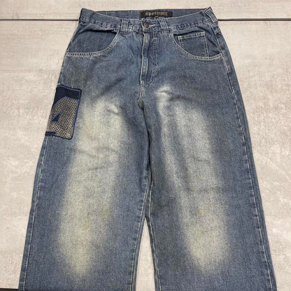 Baggy embroidered y2k style jeans W31L33 Small loose Spotgang Spotwear