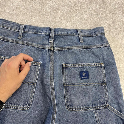 Denim carpenter shorts Y2K cargo blue RK Brand loose skater style surf jorts